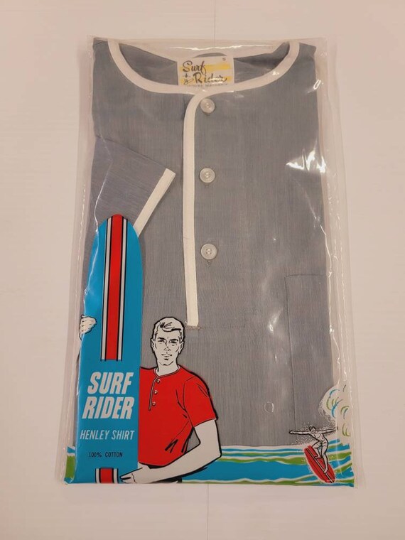 Vintage 50s-60s Deadstock "Surf Rider" Henley Shi… - image 3