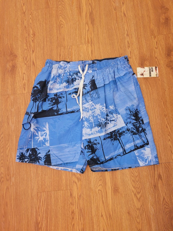 Vintage Y2K Newport Blue Palm Tree Boardshorts Siz