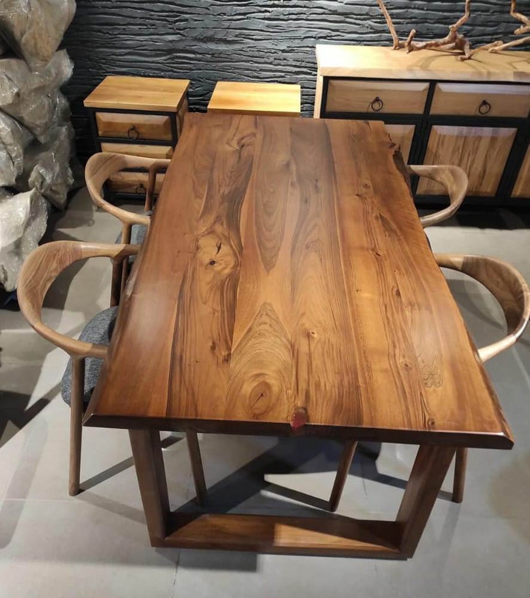Living Edge Dining Table Real Walnut Wood Live Edge All Etsy Canada