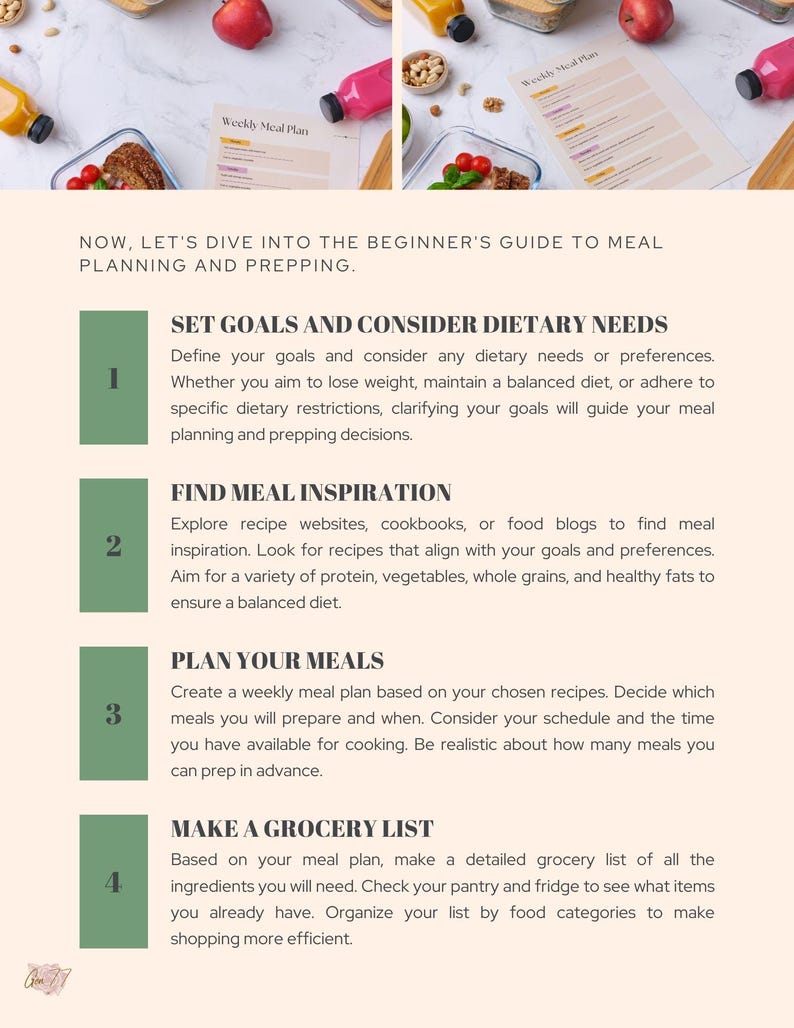 7-Day Meal Planning and Prepping Ebook | Weekly Meal Plan for Healthy Eating | Easy Meal Prep Guide | Meal Planning for Beginners | Simple Recipes and Grocery Lists | Healthy Meal Prep Tips | Digital Meal Planner |