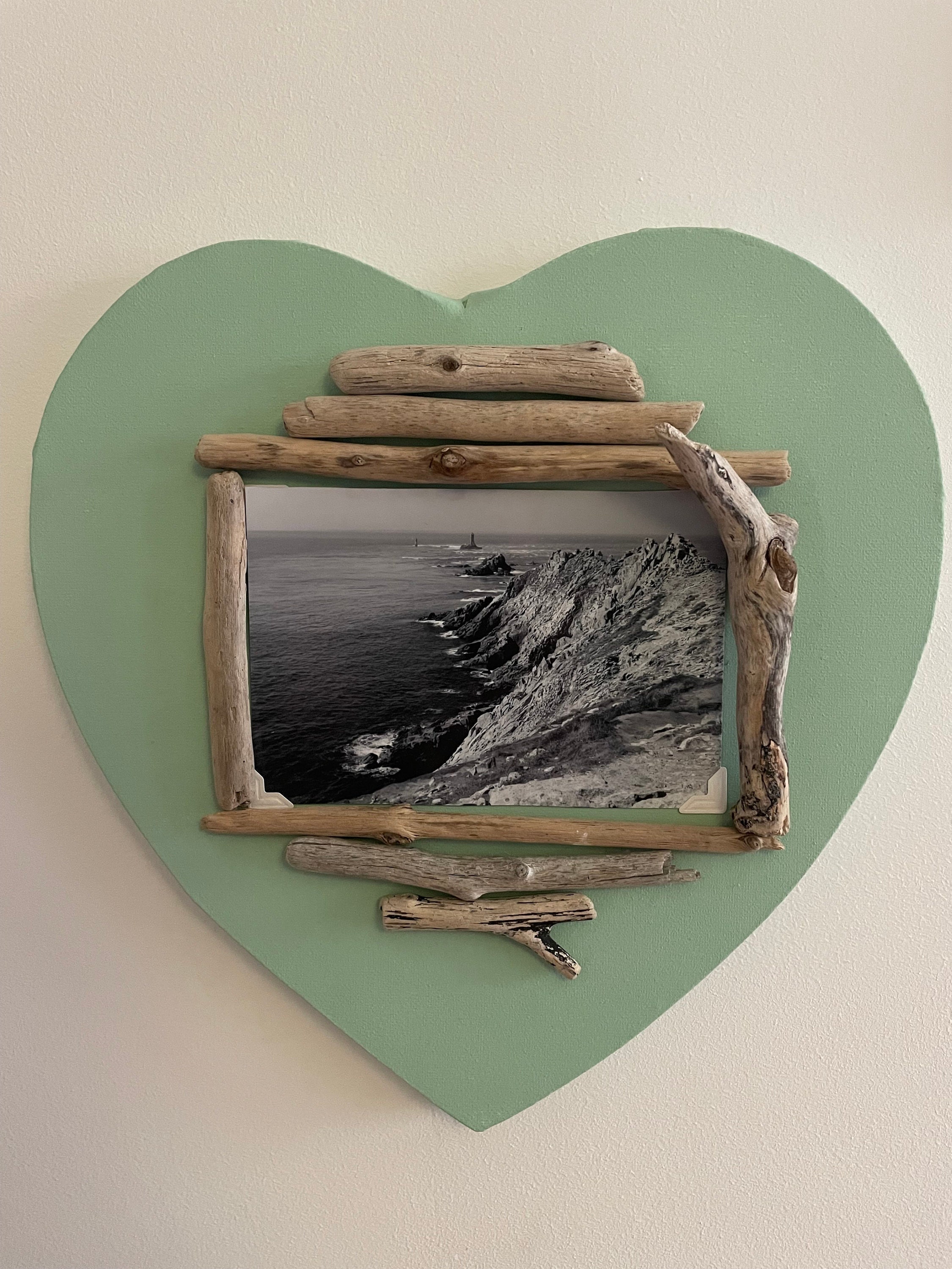 Tableau Coeur Photo et Bois Flotté