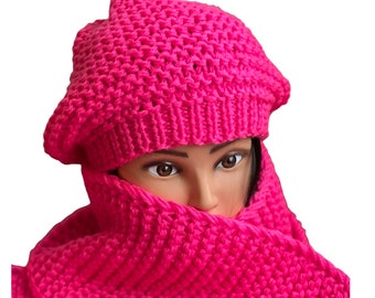 handmade knitted warm hat and scarves