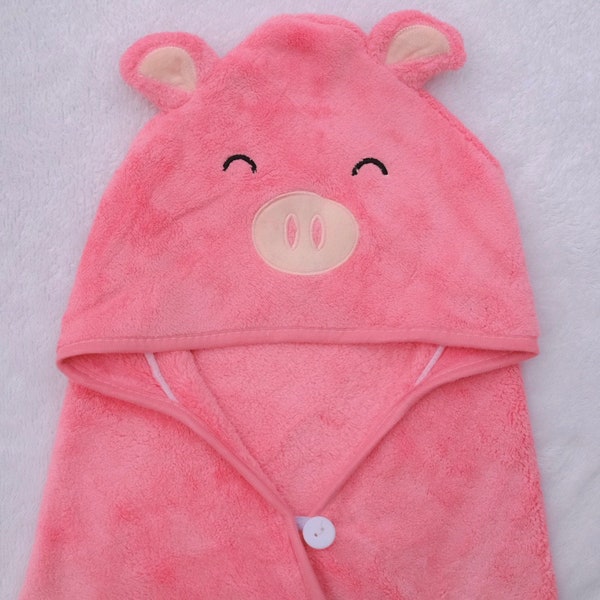 Hooded Towel with Pig