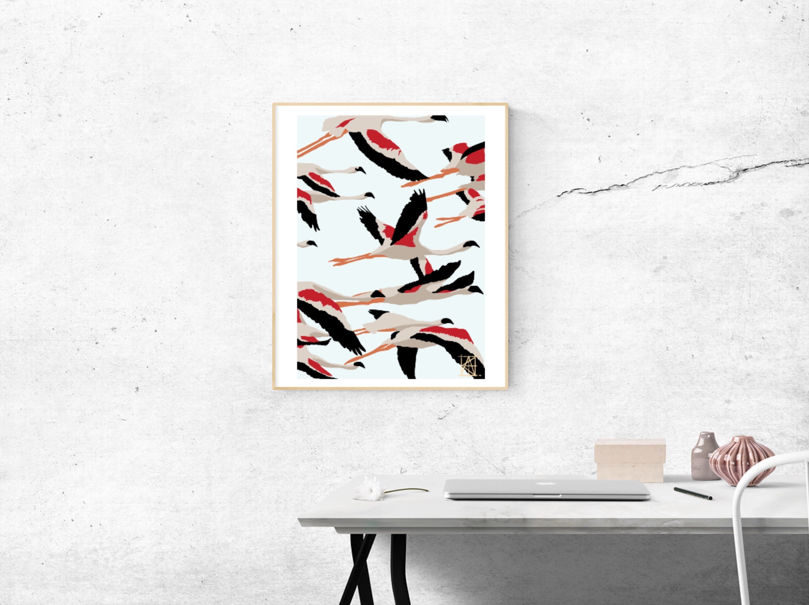 Art Mural Minimaliste Imprimable d'oiseaux