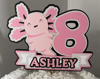 Axolotl bday, Axolotl topper, Axolotl, salamander topper, mexican salamander, Axolotl party, Axolotl cake, Axolotl bday party