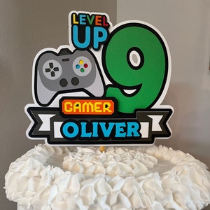 Gamer bday, gamer bday party, video game bday, video game party, gamer cake topper, gamer cake, girl gamer, boy gamer, video game, cake top
