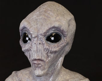 Ancient Alien Overlord Latex & polyfoam full head display bust 1:1 scale life-sized Zeta Reticulan