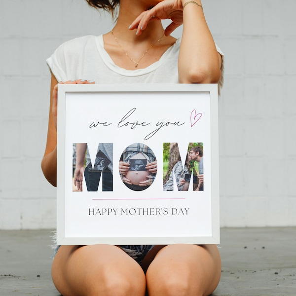 We Love You, Mom Photo, Mommy Photo, Personalized Mom Photo, Mother's Day Photo Collage, Custom Photo Collage, Best Mom Photo Collage, Gift