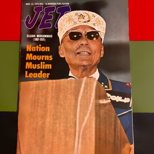 Vintage Jet Magazine - Elijah Muhammad: Nation Mourns Muslim Leader ( Mar 13, 1975 ) RARE