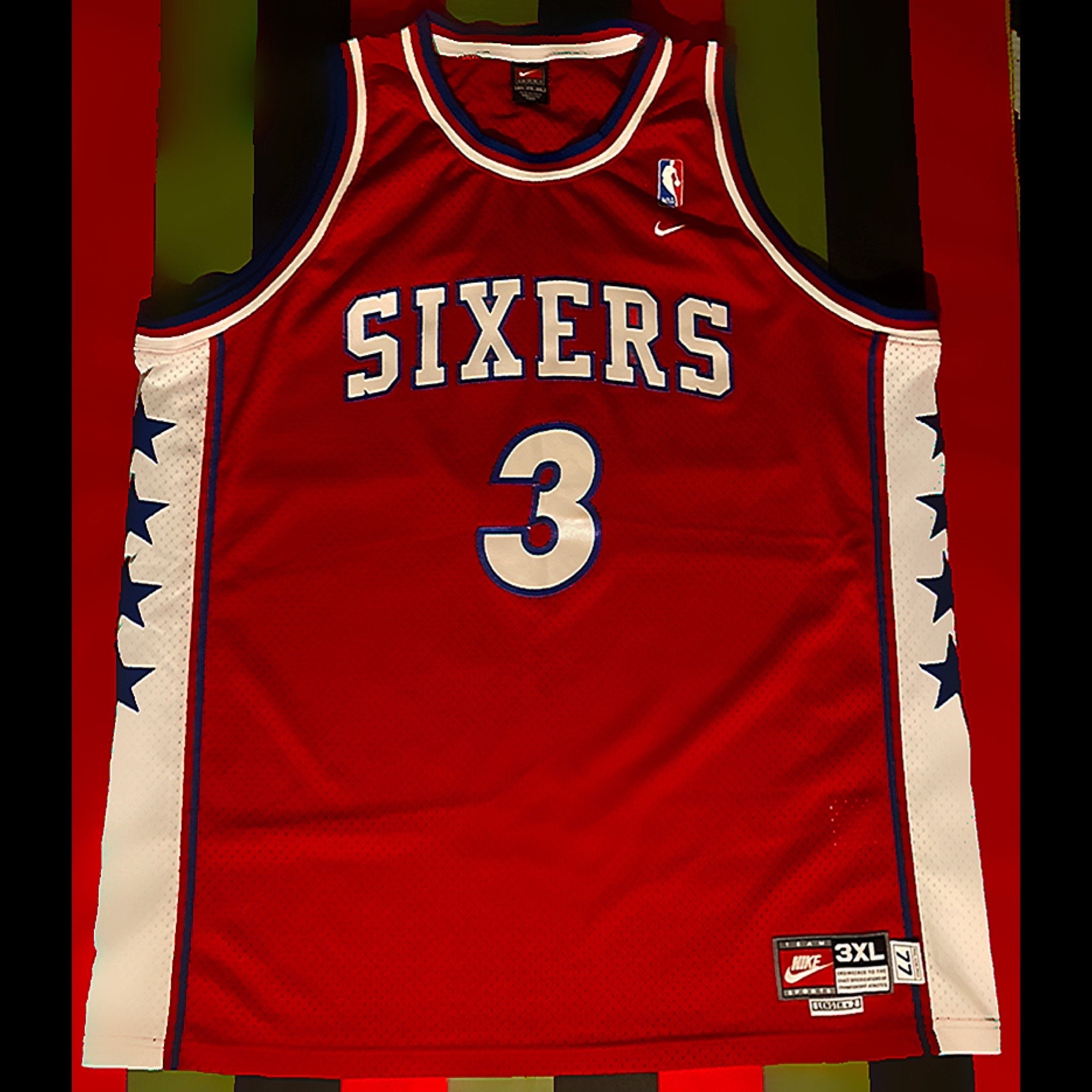Y2K Vintage Dr J Julius Erving NBA Philadelphia 76ers Sixers Black 3XL