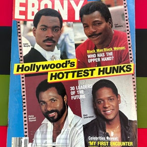 Vintage EBONY Magazine: Hollywood&#39;s Hottest Hunks Issue-  November 1988
