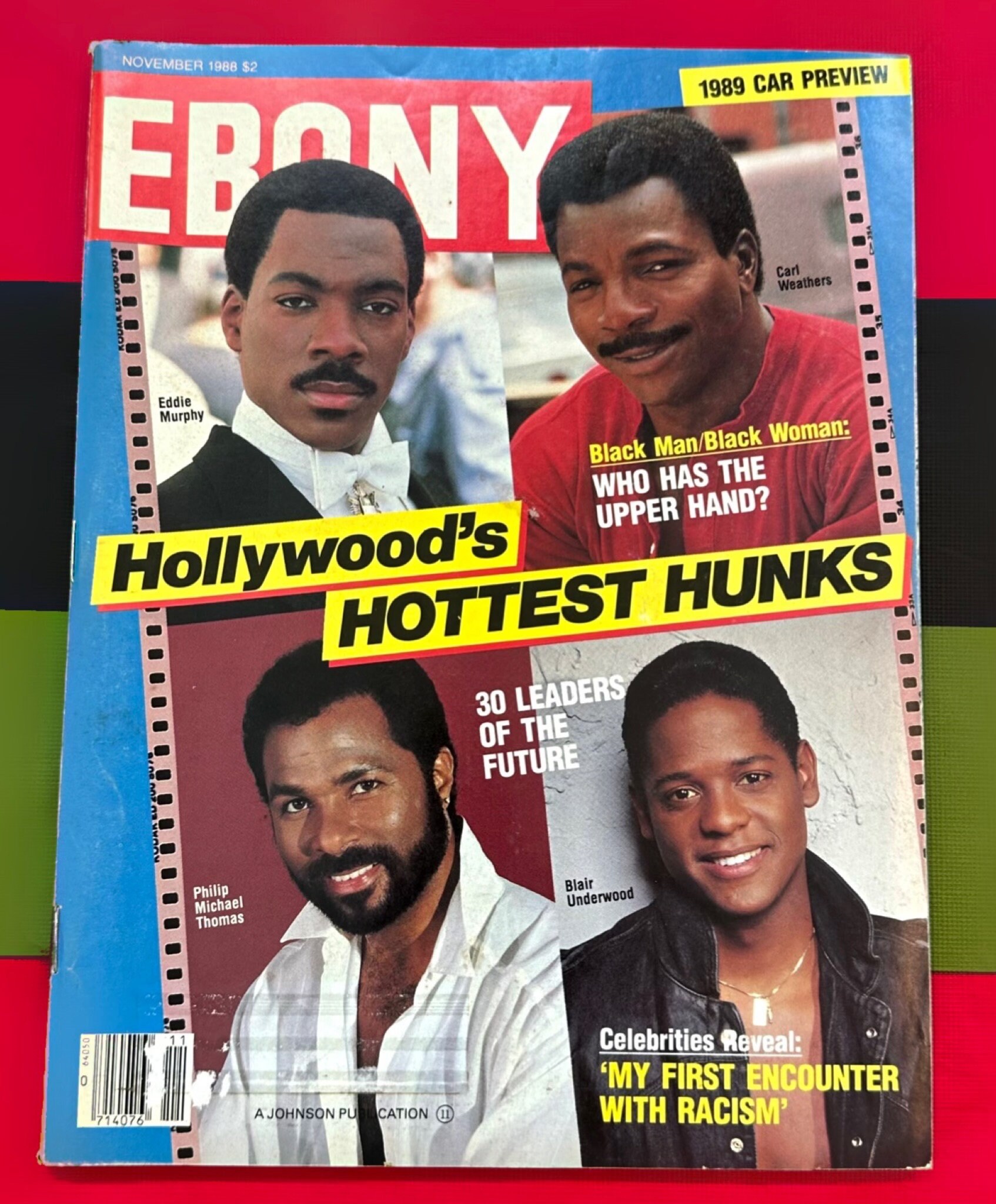 Vintage EBONY Magazine: Hollywood's Hottest Hunks Issue-  November 1988