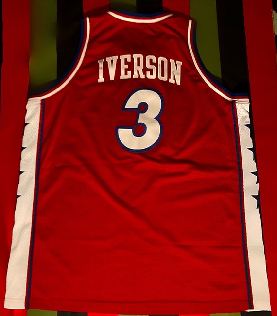 人気商品、90'sチャンピオン、SIXERS、3番、iverson 、44サイズ Philadelphia 76ers #3 Allen Iverson Authentic Sewn Champion
