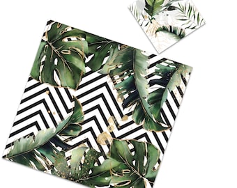 Tropical paper placemat with stripes
