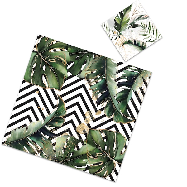 Tropical paper placemat with stripes