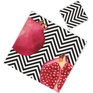 Pomegranates with black stripes paper placemats
