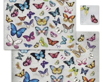 Butterfly Garden Wipe-Clean Paper Placemats Set | Floral Table Decor, Matching Coasters
