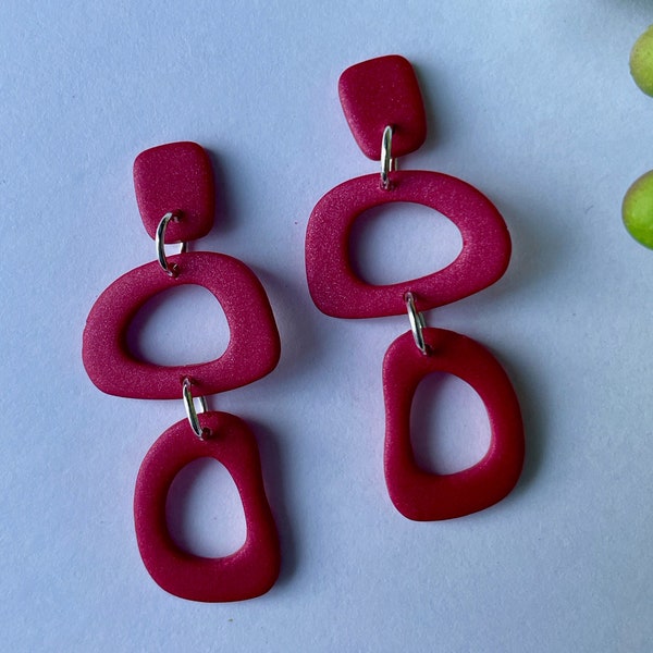 polymer clay earring | organic cutout dangle | elegant statement earring