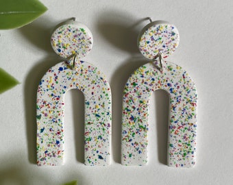 polymer clay earring | rainbow confetti earring | rainbow confetti dangles and studs