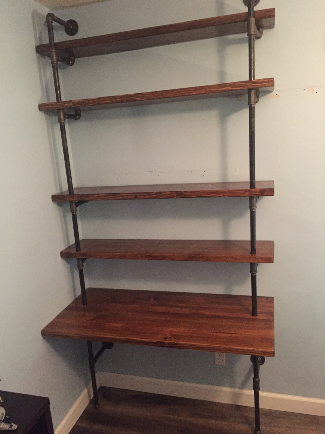 Black Pipe Desk With Shelves Etsy