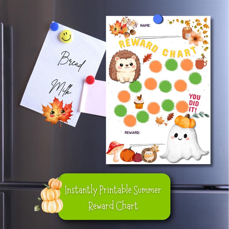 Moveable Fall Theme Incentive Chart Printable Reward Chart | Autumn Time Theme | A4 / A3 Digital Download ...