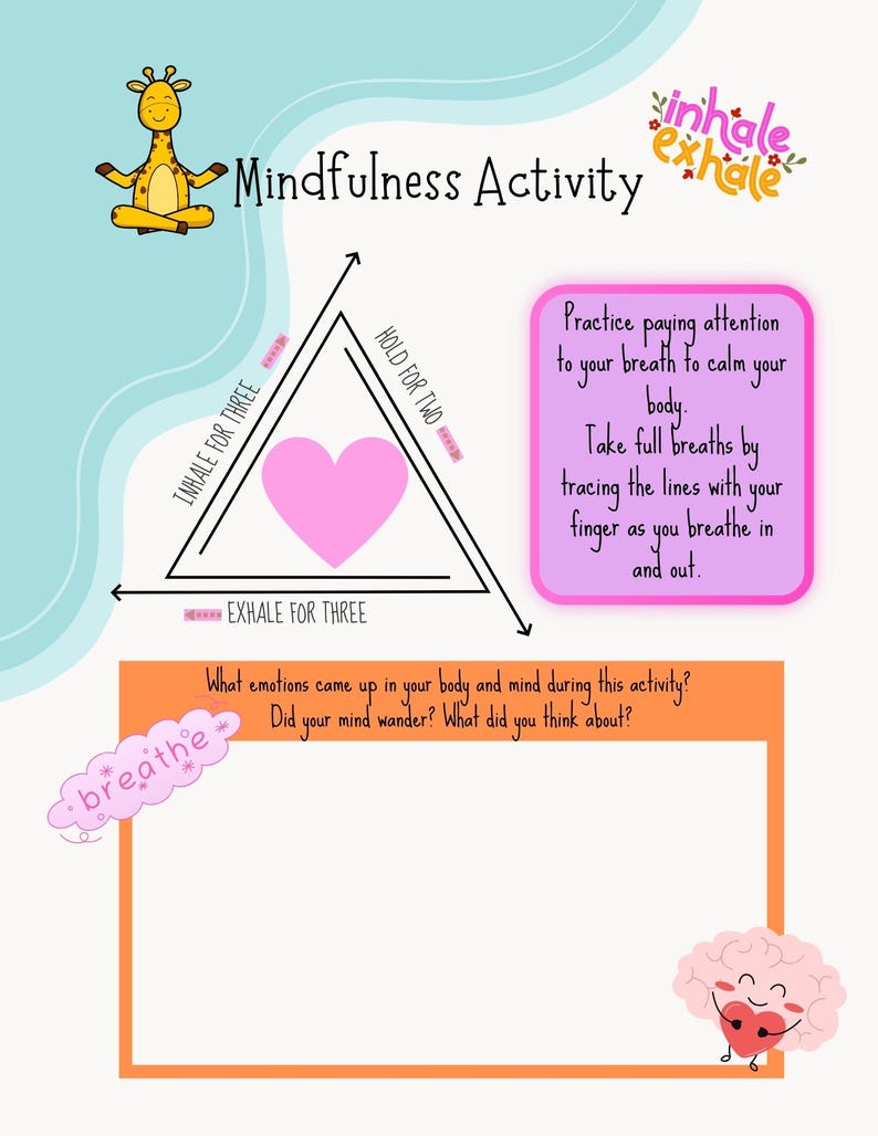 Mindfulness Workbook for Kids | Calm Down Activities (PDF Download) - Etsy