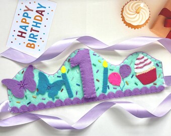 Reusable Birthday Crown: Personalized Party Hat, with removable numbers from 1-9 included.
