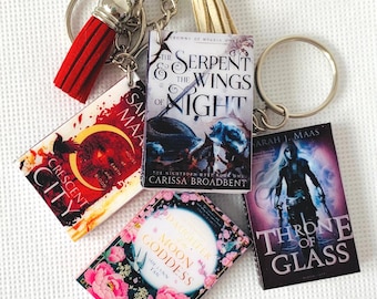 Personalised Wooden Mini Book Keyring - In The Book Of Your Choice