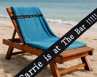 Personalized Embroidered Sunbed Towel Strap: Honeymoon Gift