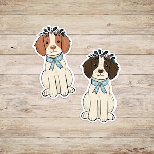 Boho Brittany Spaniel Dog Waterproof Vinyl Sticker and Decal, Two Color Choices, Two Sizes Available