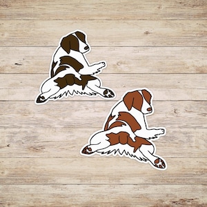Brittany Spaniel Sploot Dog Sticker and Decal, 2 Color Choices, 2 Sizes Available