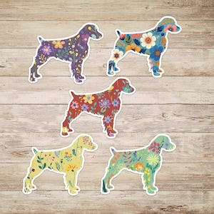 Brittany Spaniel Dog Floral Sticker and Decal, Five Color Choices, Two Sizes Available