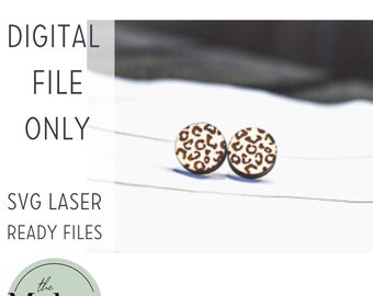 Circle Leopard Earring  Stud SVG, Easter Earring Laser Cut File, Cheetah SVG Earring, Glowforge Ready Earring SVG laser cut file