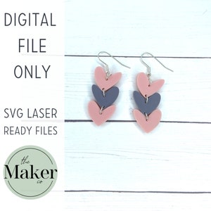 Heart earring svg, Valentine earring svg cut files for laser Glowforge, Earring svg, Heart shape svg, Earring template svg, Valentine svg