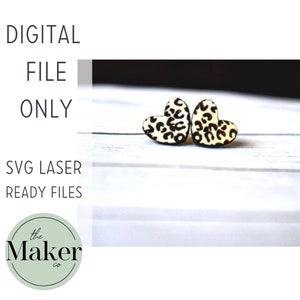 Leopard Heart Stud Earrings - SVG FILE ONLY - Laser Cut File - Instant Download - Glowforge