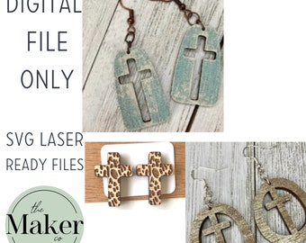 Cross Earring SVG BUNDLE, Easter Earring Laser Cut File, Christian Earring, Laser Cut Earring Bundle