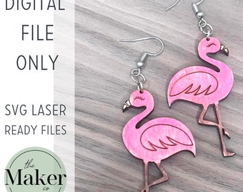 Flamingo Summer Dangle Earring SVG, Glowforge SVG, Laser Cut File, Laser Earring SVG,