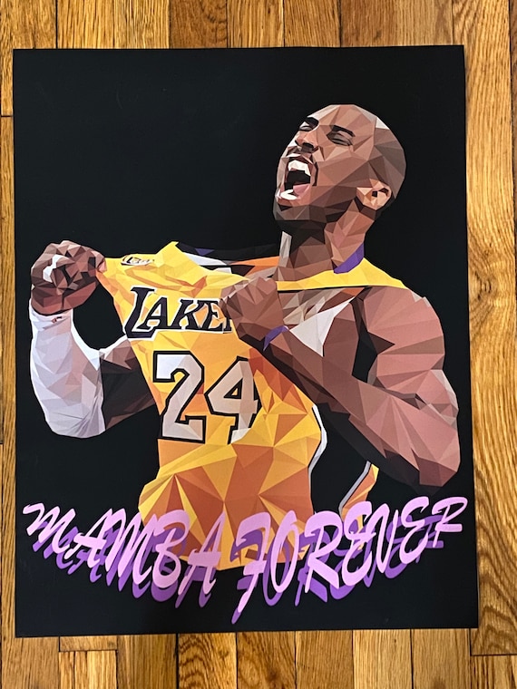 Lakers Mamba Forever Painting Kobe Bryant Los Angeles Lakers Black