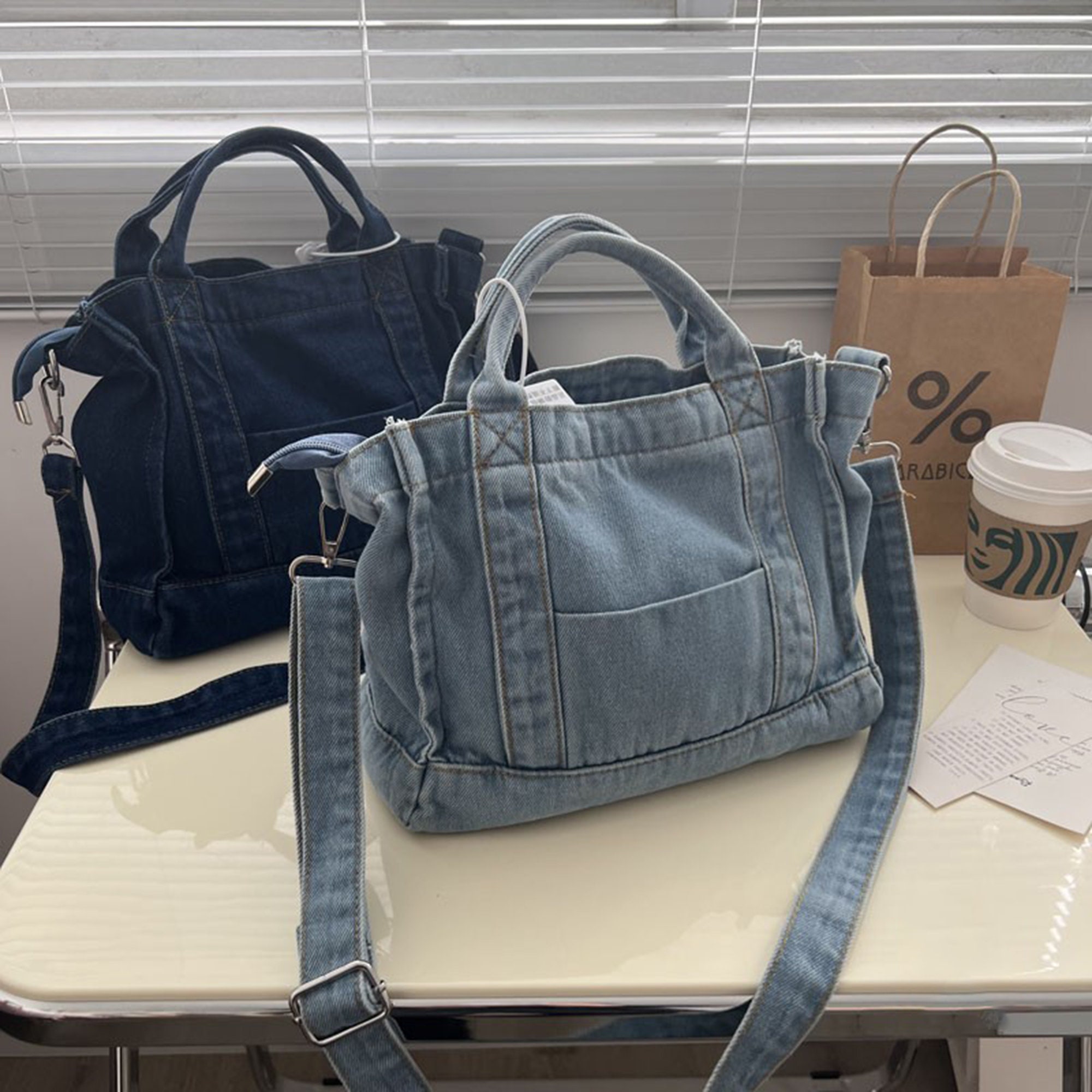 Mini Denim Bag Denim Tote Bag Denim Crossbody Bag Everyday Etsy