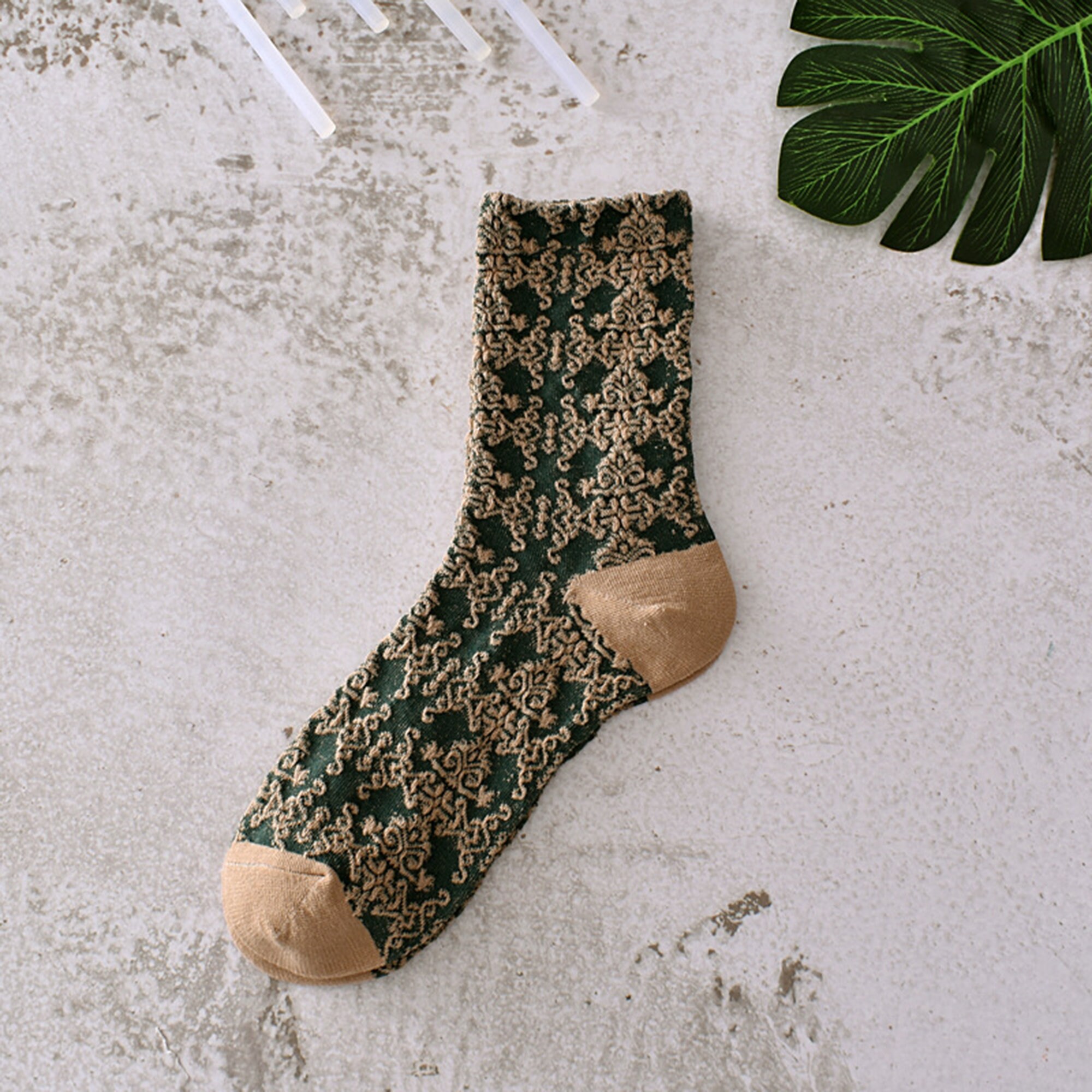 Retro Floral Casual Crew Socks Warm Winter Wool Socks Soft - Etsy