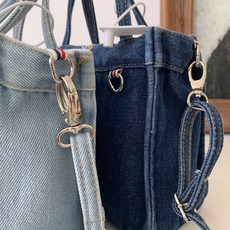 Mini Denim Bag Denim Tote Bag Denim Crossbody Bag Everyday Etsy