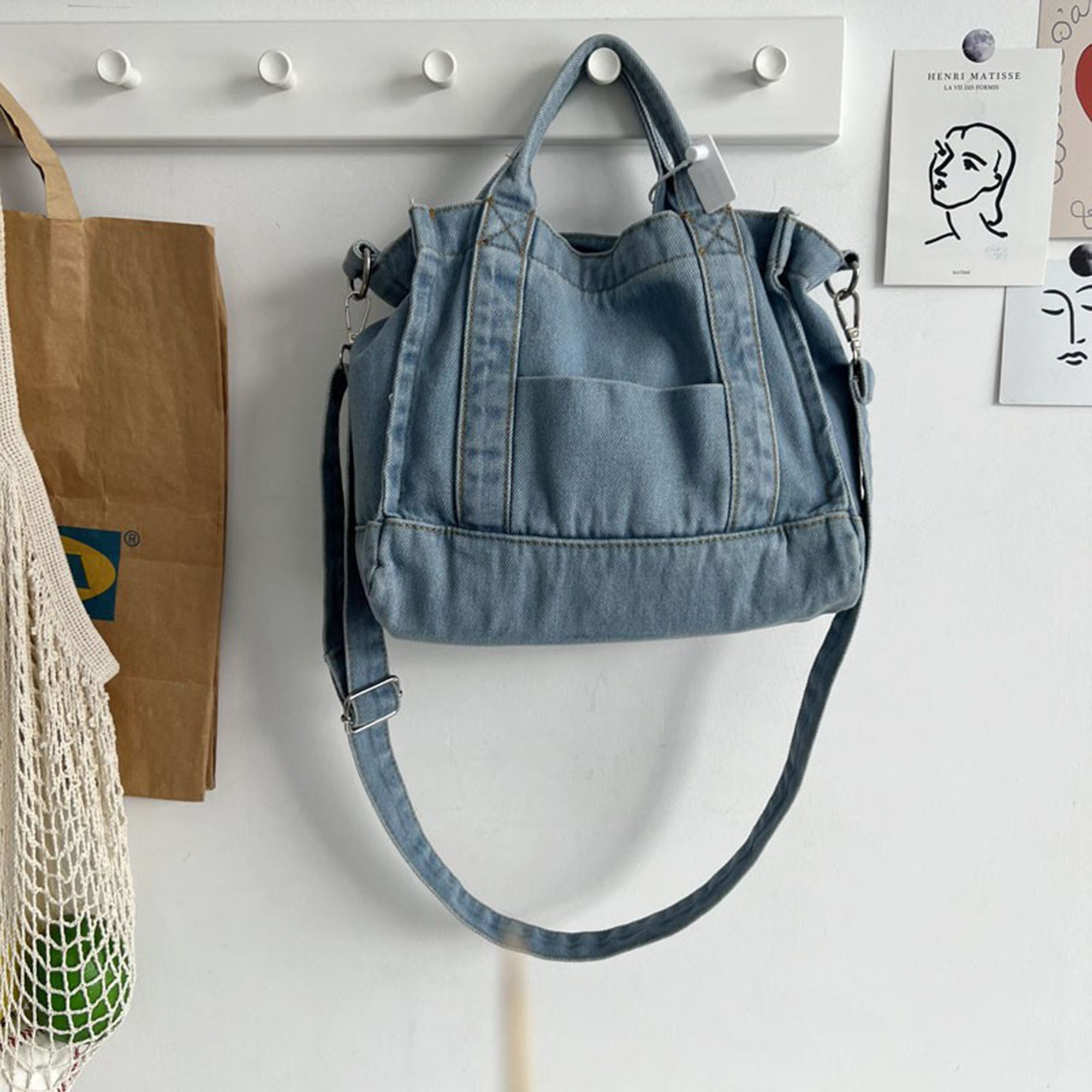 Mini Denim Bag Denim Tote Bag Denim Crossbody Bag Everyday Etsy