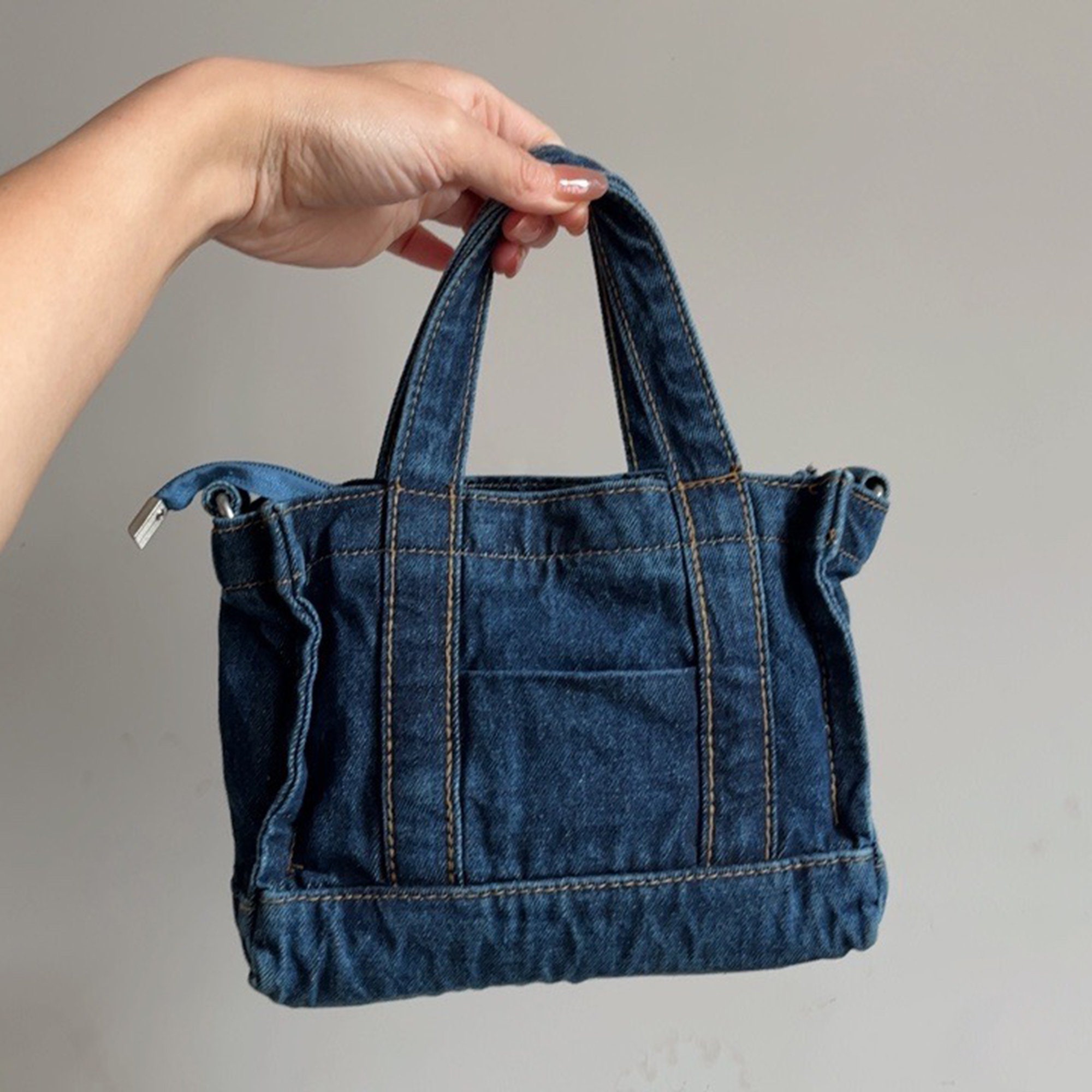 Mini Denim Bag Denim Tote Bag Denim Crossbody Bag Everyday Etsy