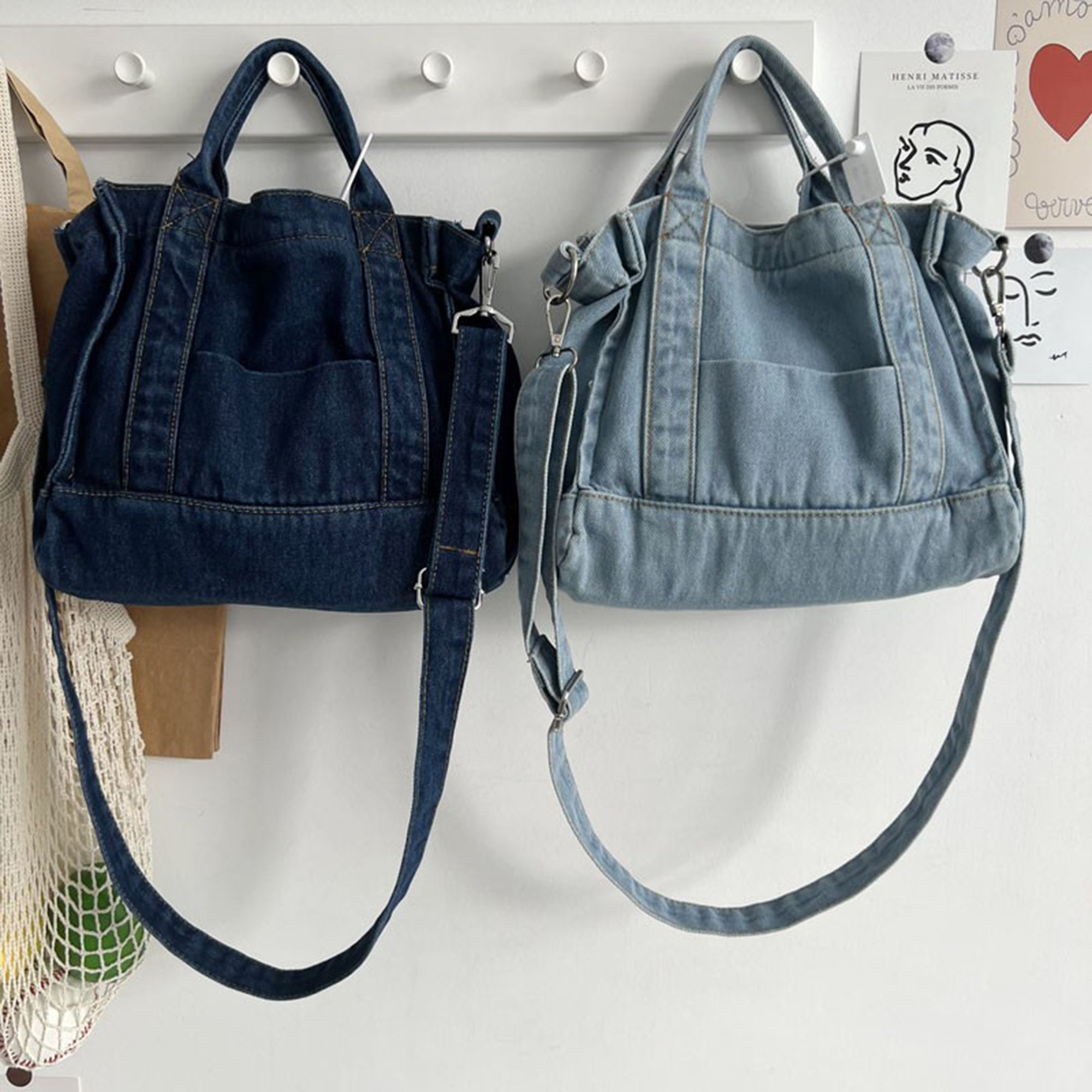 Mini Denim Bag Denim Tote Bag Denim Crossbody Bag Everyday Etsy
