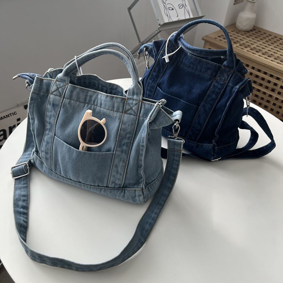 Mini Denim Bag Denim Tote Bag Denim Crossbody Bag Everyday Etsy