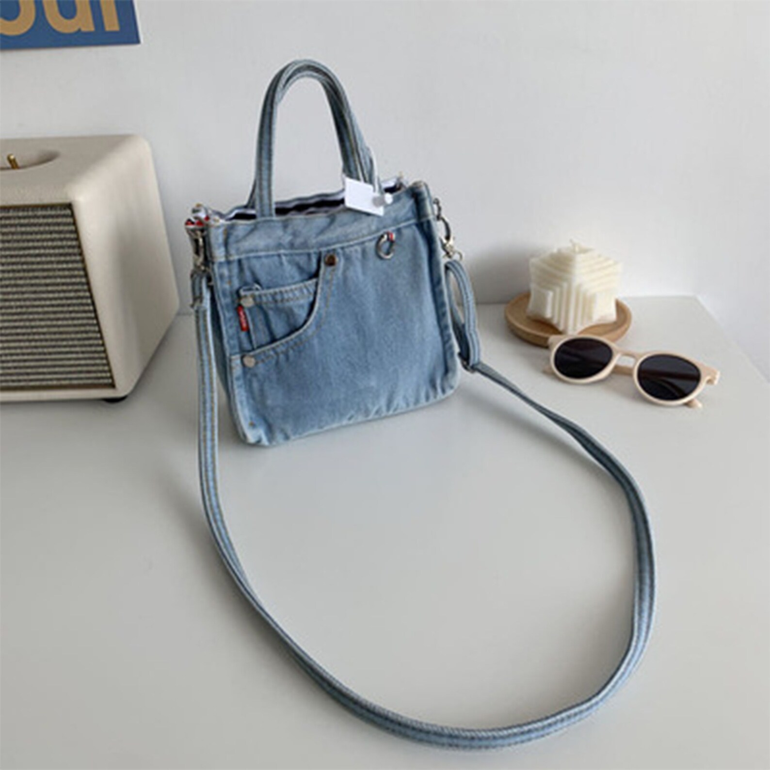 Mini Denim Bag Denim Tote Bag Denim Crossbody Bag Everyday Etsy
