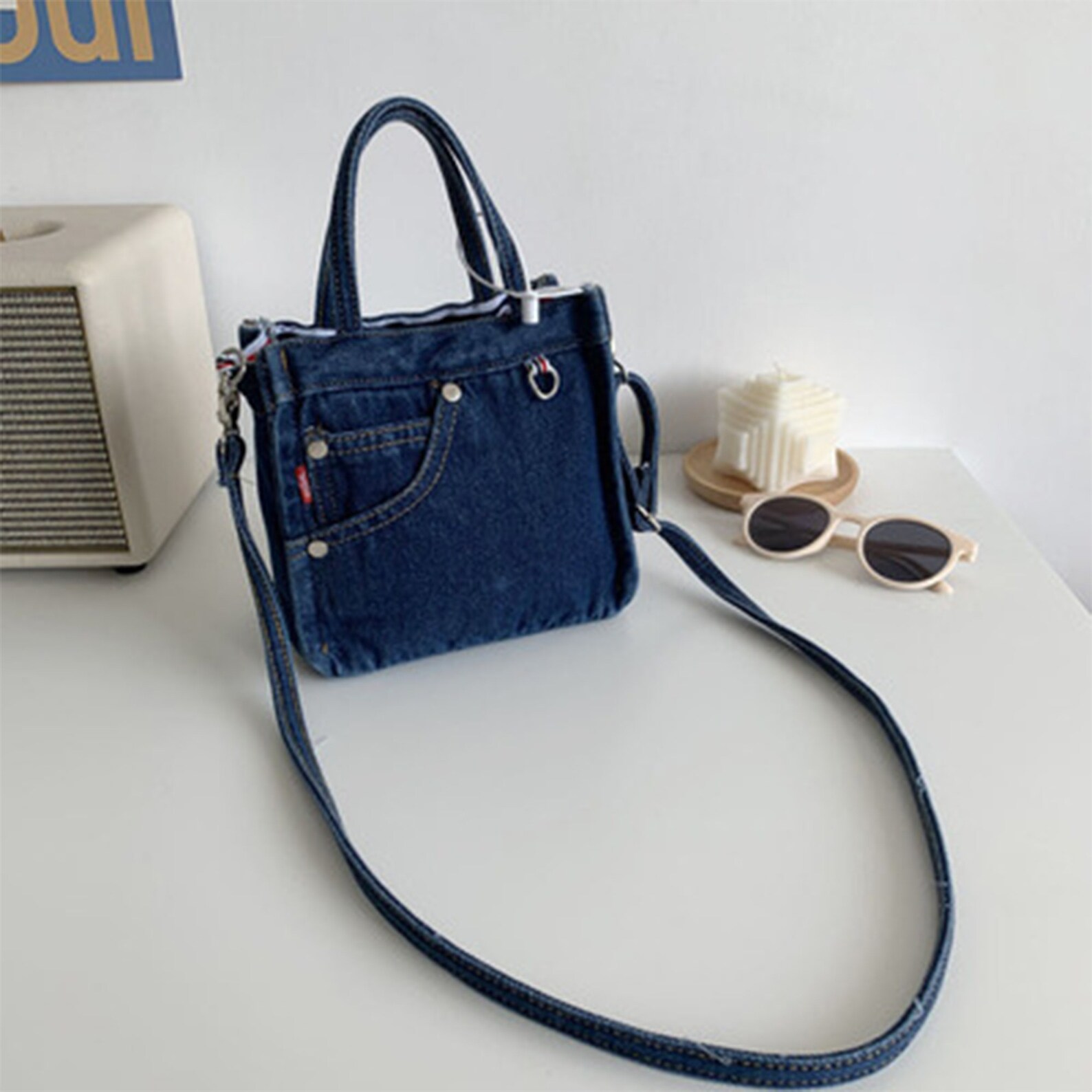 Mini Denim Bag Denim Tote Bag Denim Crossbody Bag Everyday Etsy