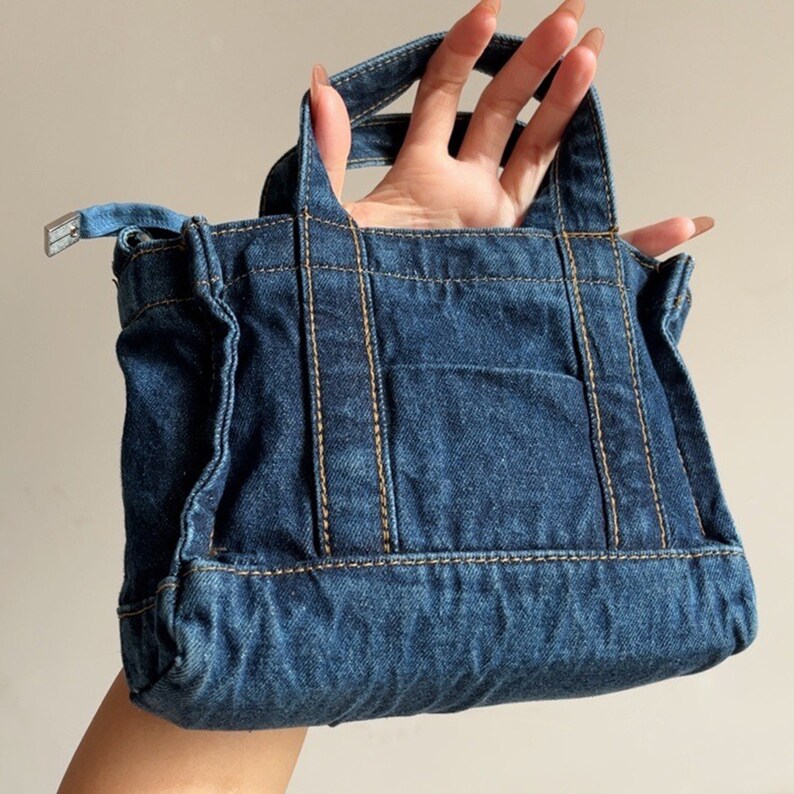 Mini Denim Bag Denim Tote Bag Denim Crossbody Bag Everyday Etsy