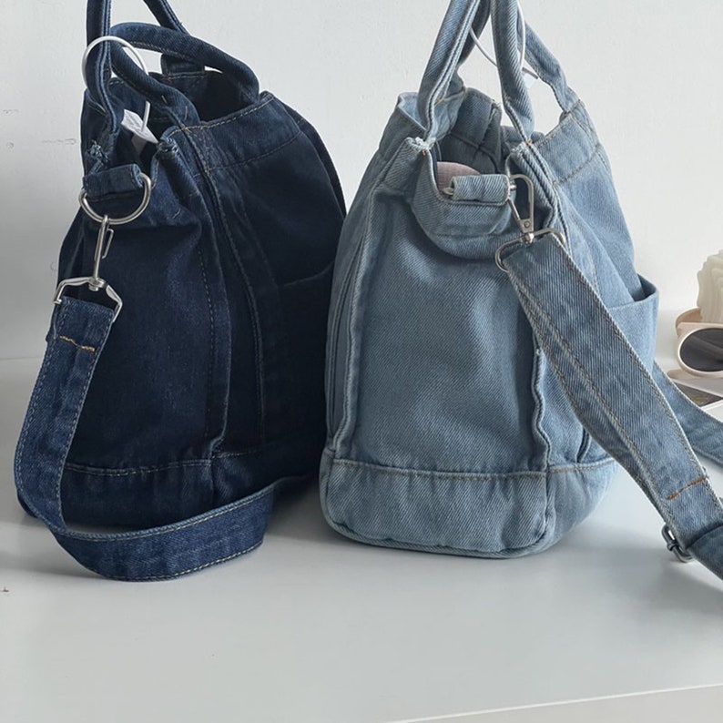 Mini Denim Bag Denim Tote Bag Denim Crossbody Bag Everyday Etsy