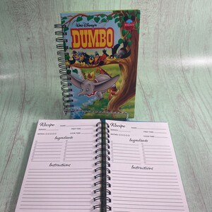 Livro de receitas da Disney, livro de receitas, diário de receitas, cartão de receitas, pasta de receitas, diário de receitas, diário de culinária infantil, livro de receitas de capa dura, dumbo